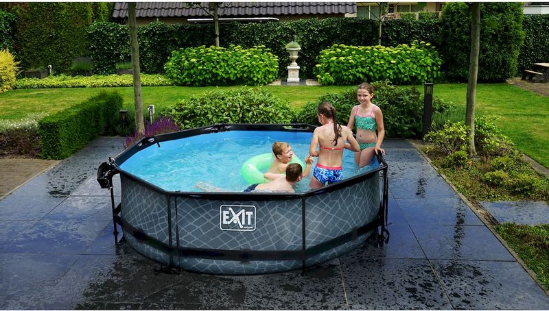 EXIT Wood zwembad - 300 x 76 cm - met filterpomp grootte zwembad