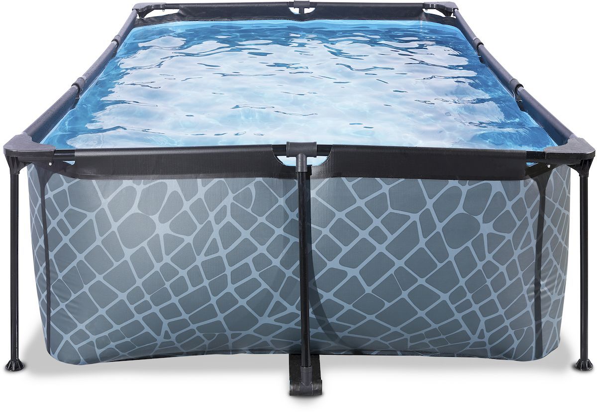 EXIT Stone zwembad - 220 x 150 x 65 cm - met filterpomp voorkant