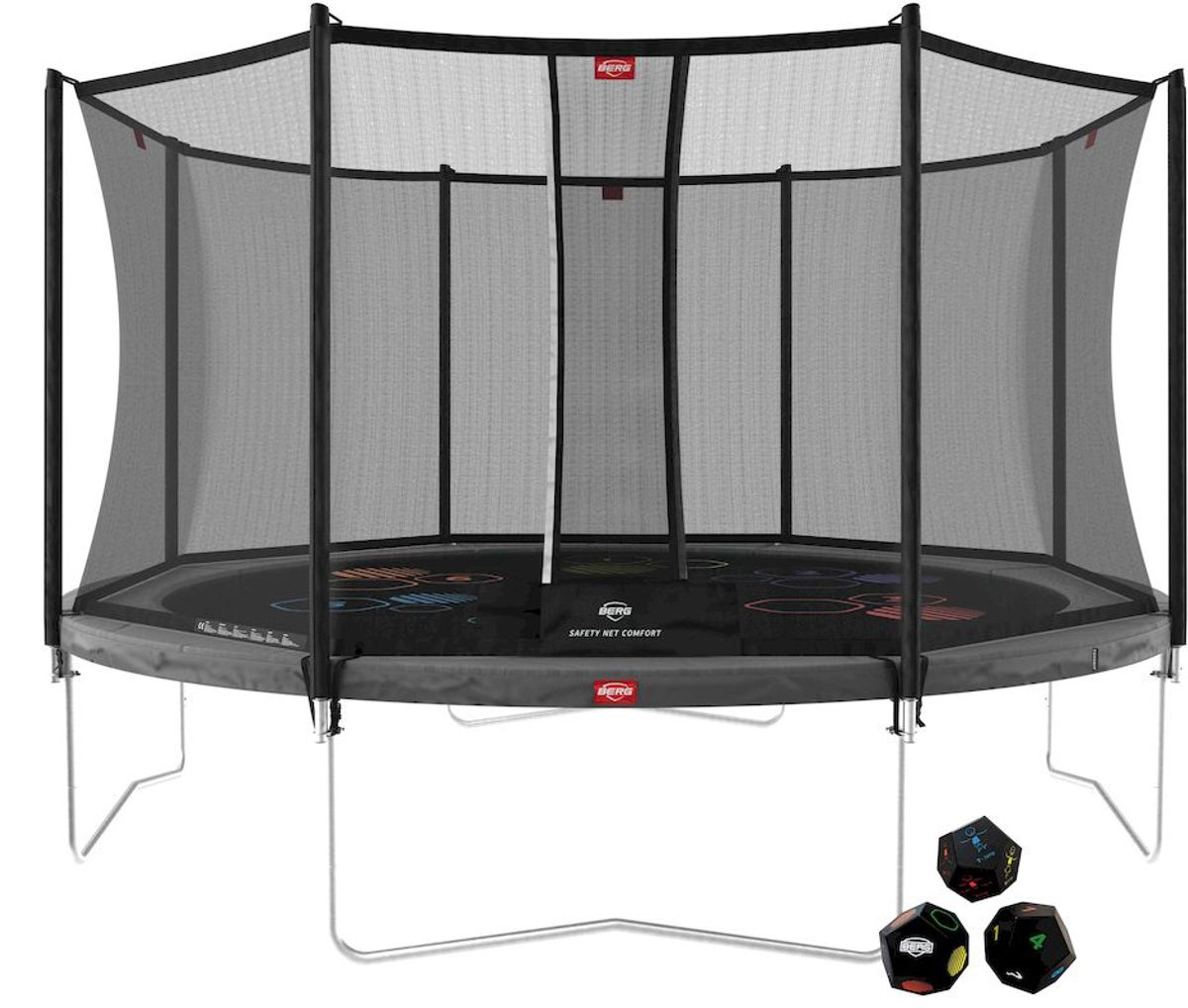 BERG Favorit Regular Levels trampoline met net - Ø 430 cm - Grijs