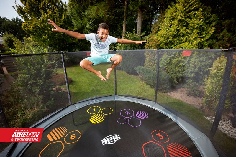 BERG Favorit Regular Levels trampoline met net - Ø 430 cm - Grijs