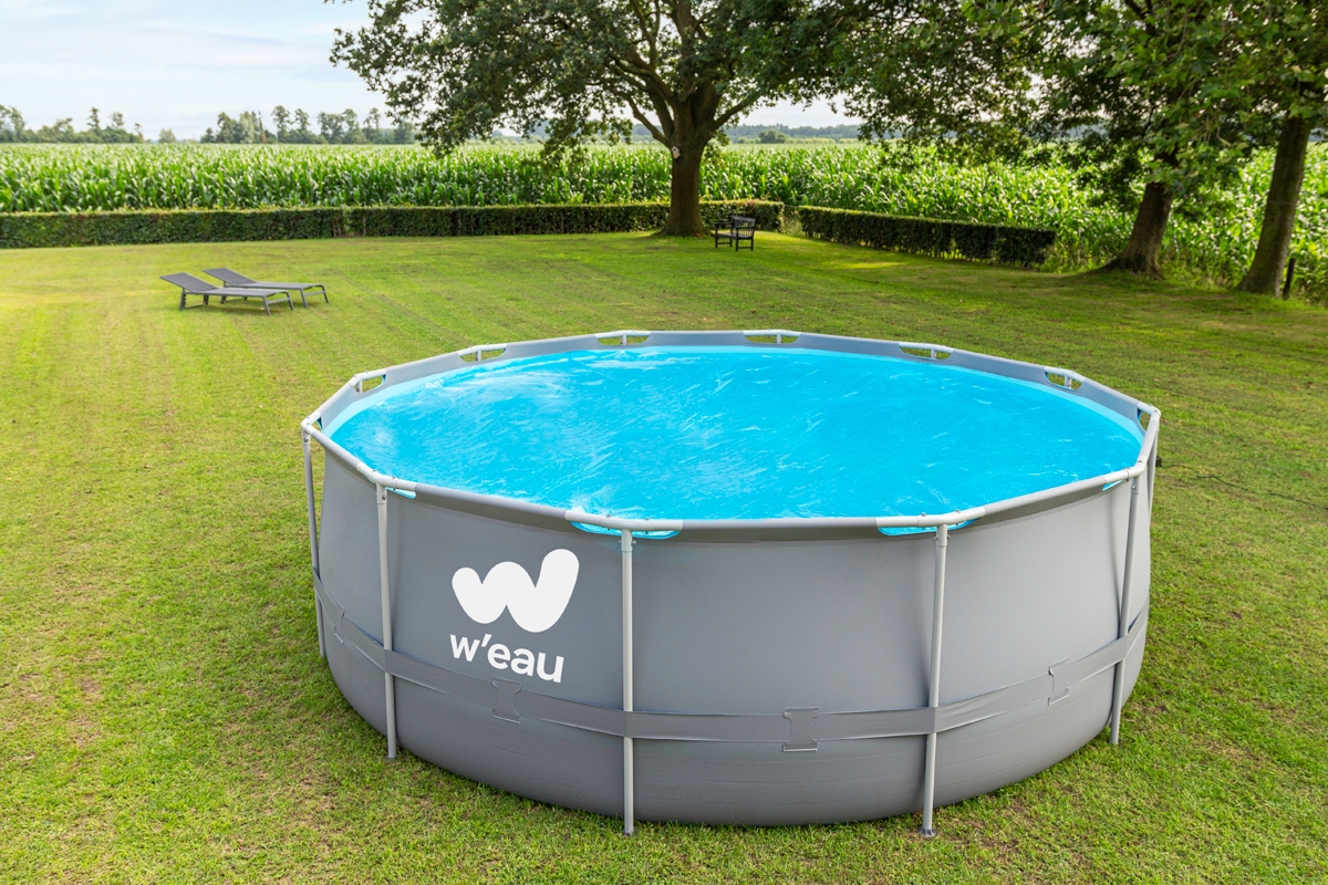 W'eau Steel Frame zwembad - 427 x 122 cm bovenaanzicht met noppenfolie 