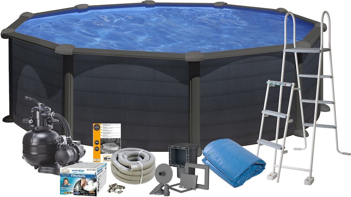 Swim & Fun Basic Pool metalen zwembad Ø460 x 120cm - Antraciet