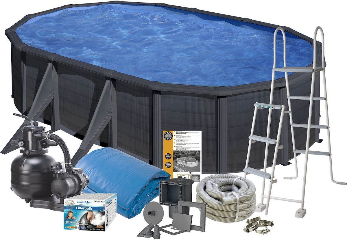 Swim & Fun Basic Pool metalen zwembad 500 x 300 x 120cm - Antraciet