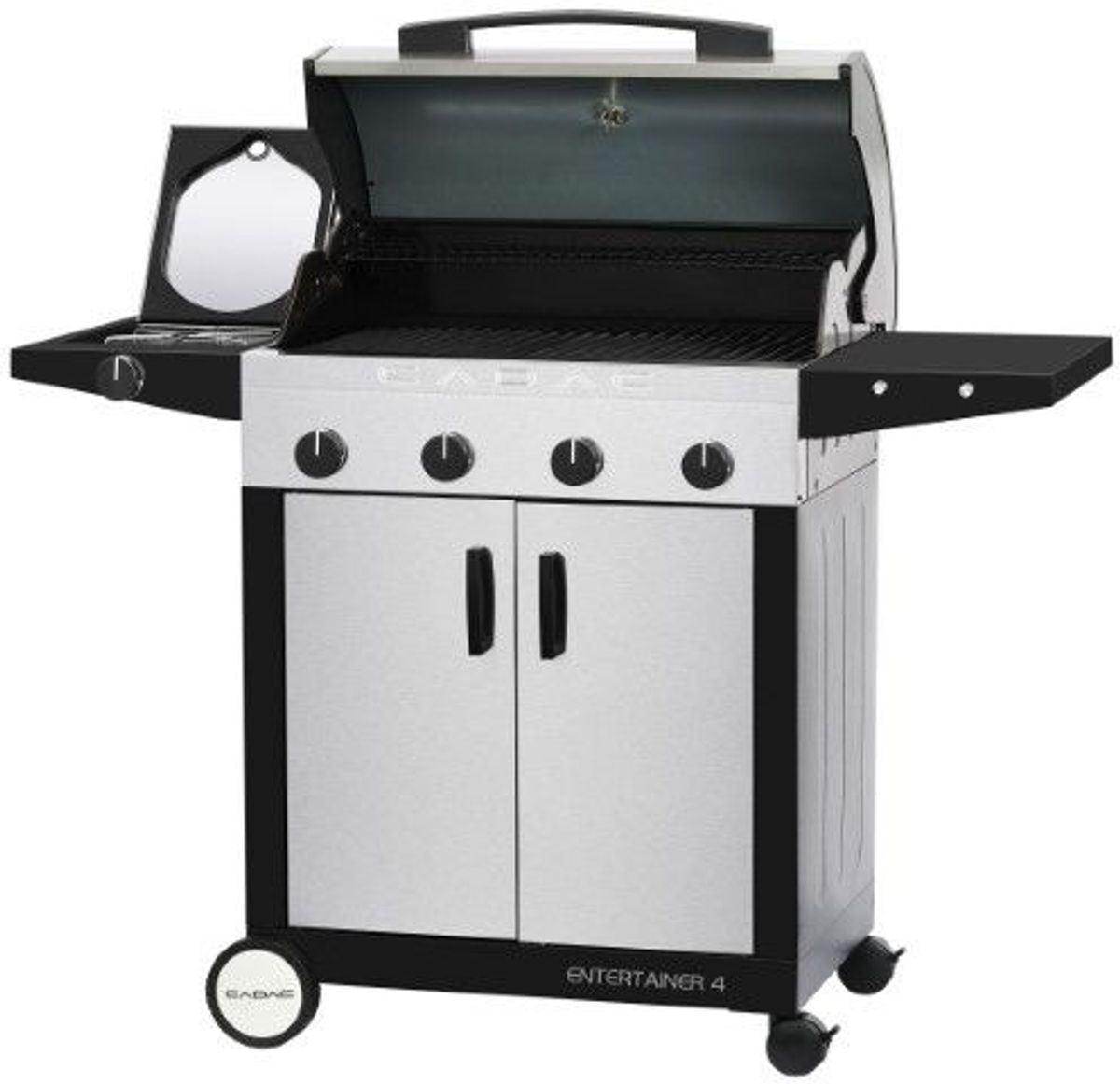 CADAC Entertainer 4 Supreme gasbarbecue voorkant schuin open