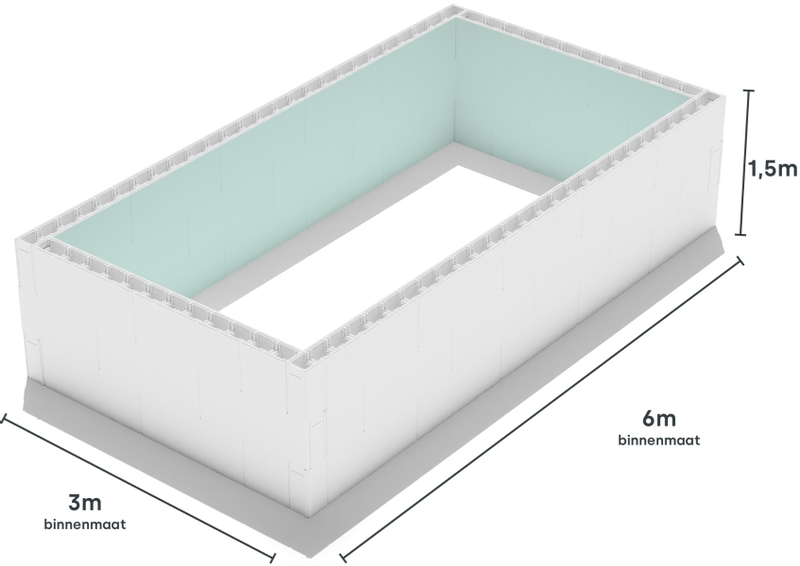 High Density Polystyreen zwembad blokkenset - 6,00 x 3,00 x 1,50 m