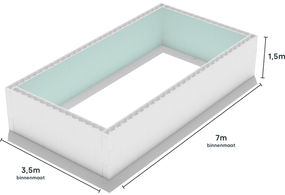 High Density Polystyreen zwembad blokkenset - 7,00 x 3,50 x 1,50 m