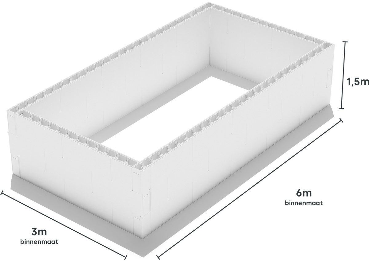 Polystyreen zwembad blokkenset - 6,00 x 3,00 x 1,50 m