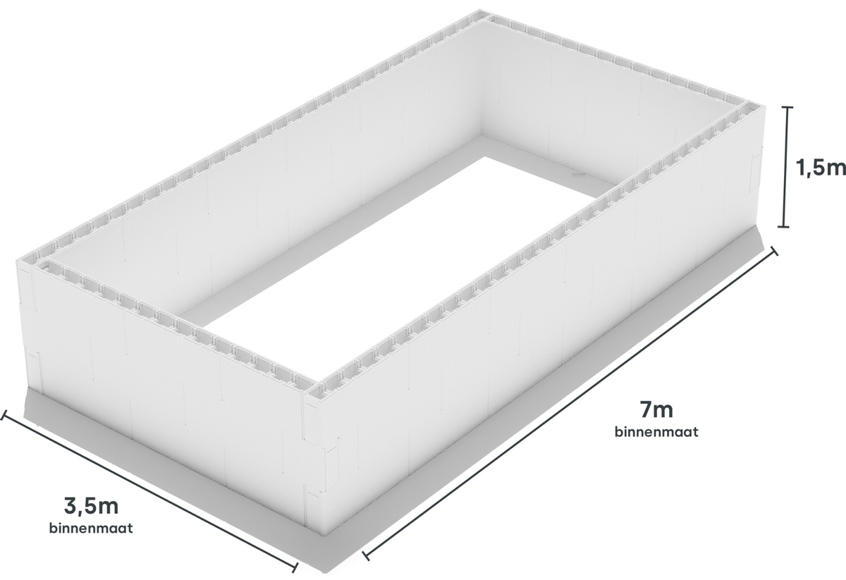 Polystyreen zwembad blokkenset - 7,00 x 3,50 x 1,50 m