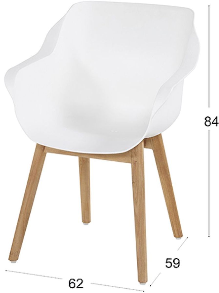 Hartman Sophie Teak tuinstoel - 2 stuks - wit - afmetingen