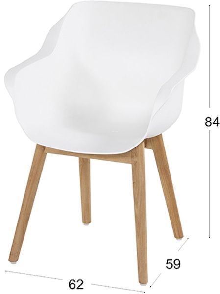 Hartman Sophie Teak tuinstoel - 2 stuks - wit - afmetingen