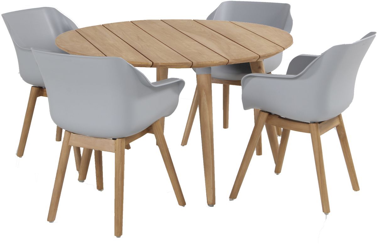 Hartman Sophie Teak tuinstoel - 2 stuks - grijs - aan ronde tuintafel