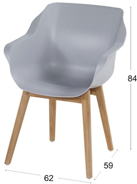 Hartman Sophie Teak tuinstoel - 2 stuks - grijs - afmetingen