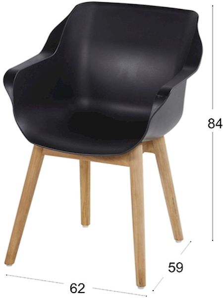 Hartman Sophie Teak tuinstoel - 2 stuks - zwart - afmetingen