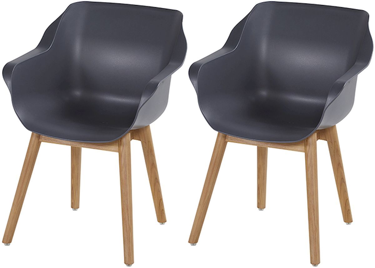 Hartman Sophie Teak tuinstoel - 2 stuks - antraciet