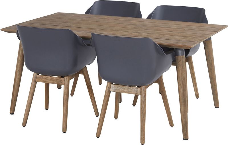 Hartman Sophie Teak tuinstoel - 2 stuks - antraciet - met tuintafel