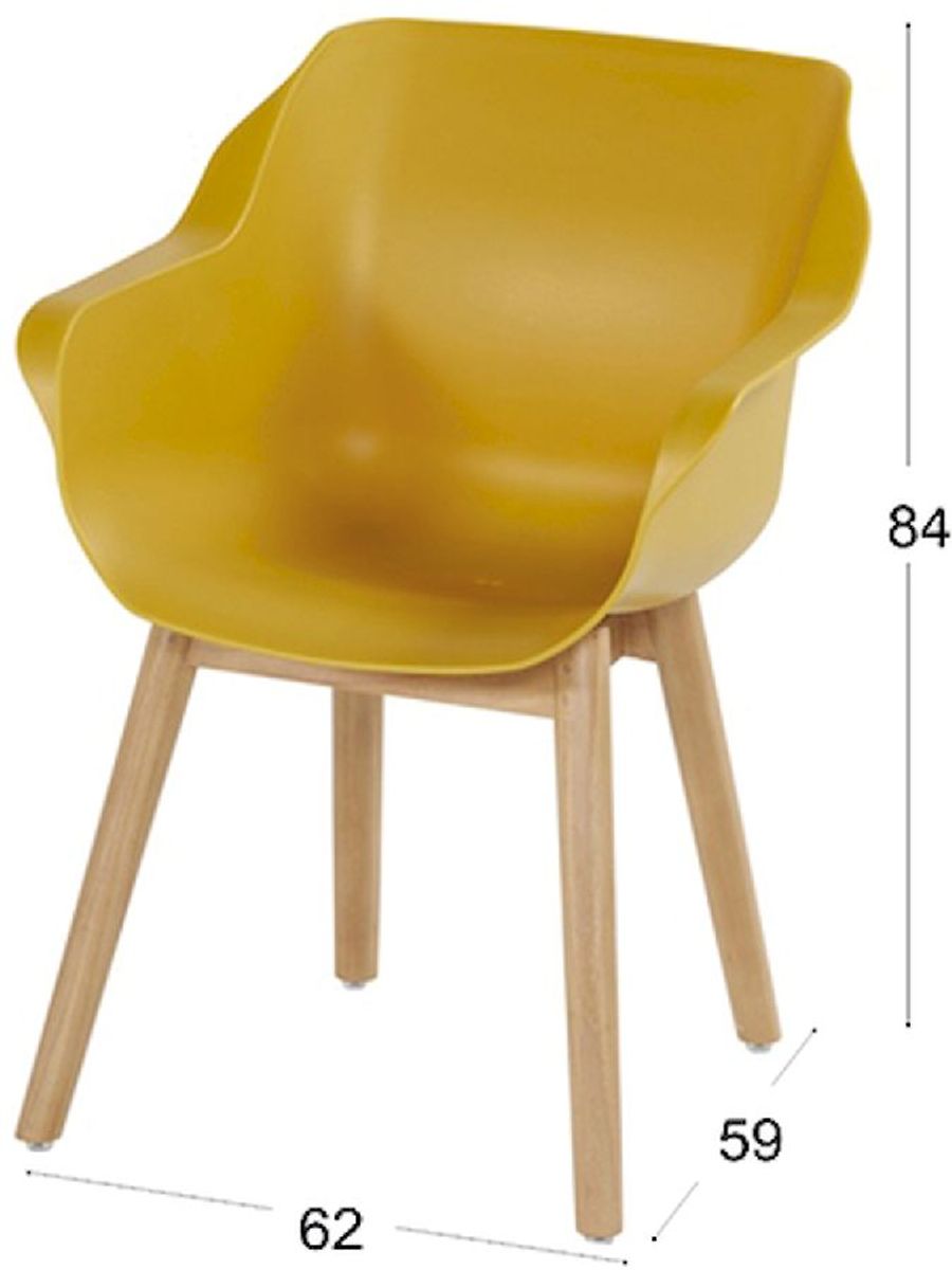 Hartman Sophie Teak tuinstoel - 2 stuks - geel - afmetingen