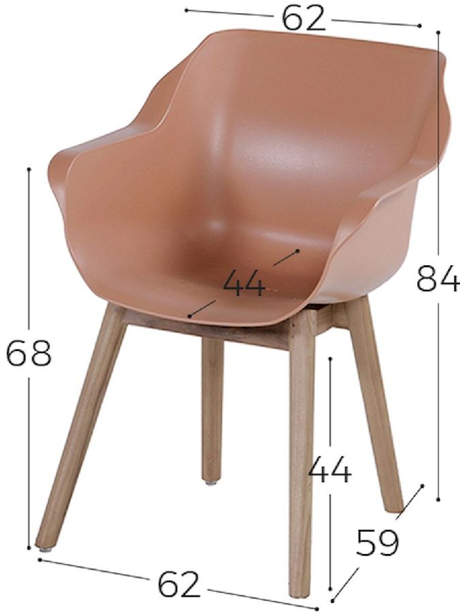 Hartman Sophie Teak tuinstoel - 2 stuks - roze - afmetingen