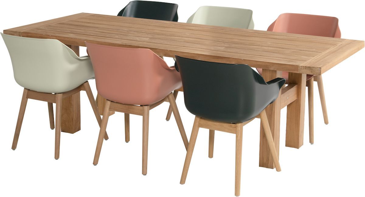 Hartman Sophie Teak tuinstoel - 2 stuks - donkergroen - verschillende kleuren met tuintafel