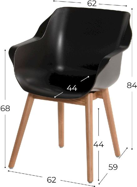 Hartman Sophie Teak tuinstoel - 2 stuks - bruin - afmetingen