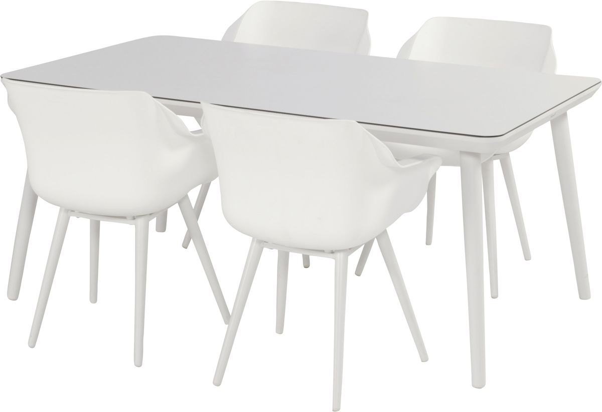 Hartman Sophie Studio tuinstoel - 2 stuks - wit frame - wit - set van 4 aan witte tuintafel