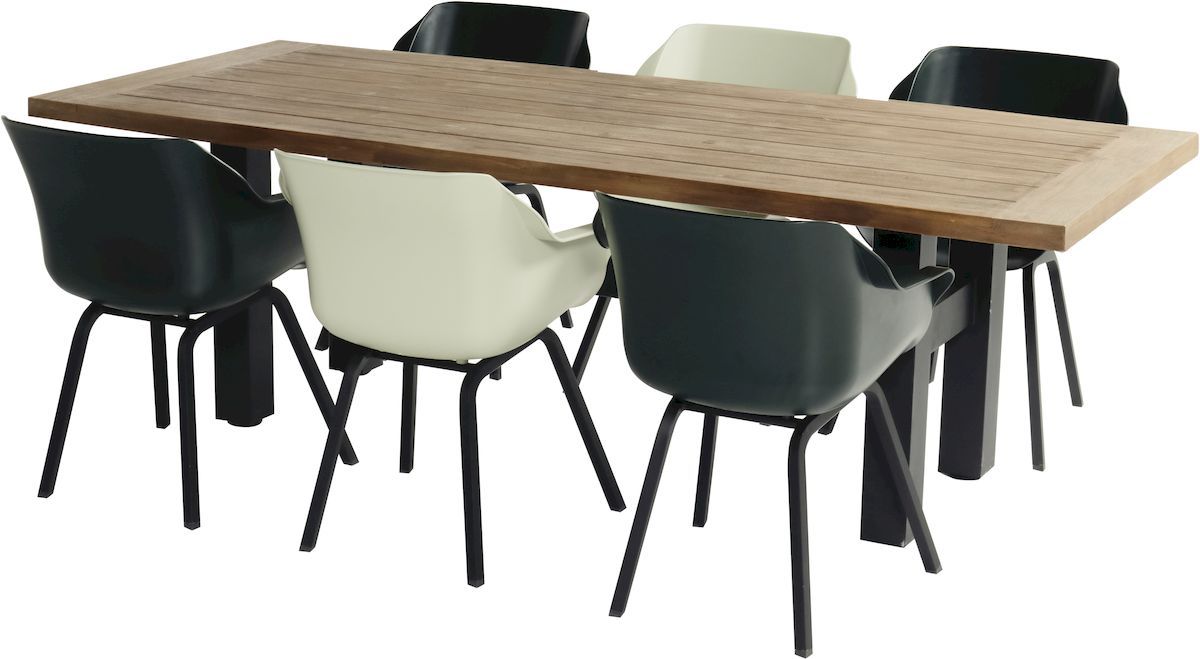 Hartman Sophie Studio tuinstoel - 2 stuks - zwart frame - zwart - verschillende kleuren aan tuintafel