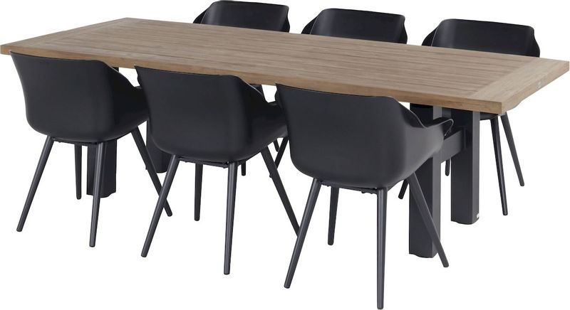 Hartman Sophie Studio tuinstoel - 2 stuks - zwart frame - zwart - set van 6 aan tuintafel