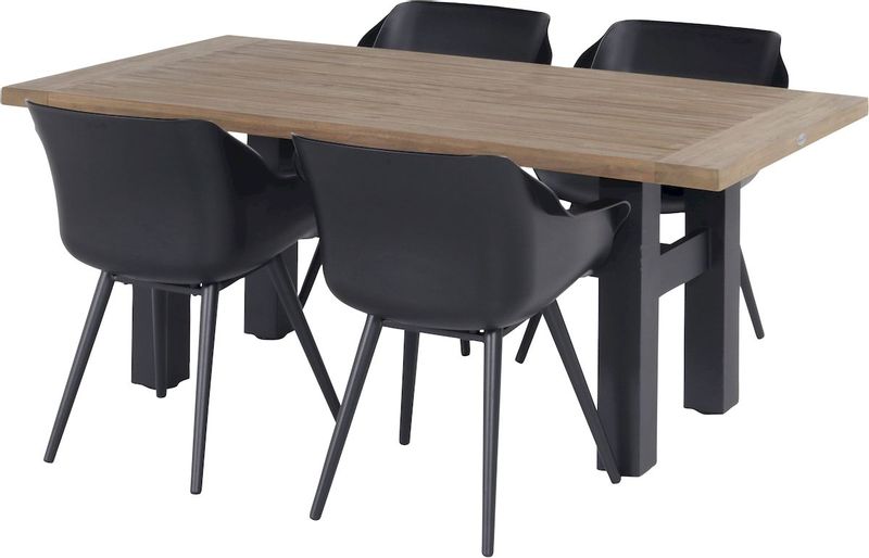 Hartman Sophie Studio tuinstoel - 2 stuks - zwart frame - zwart - set van 4 aan tuintafel