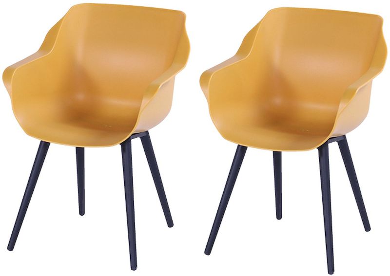 Hartman Sophie Studio tuinstoel - 2 stuks - zwart frame - geel