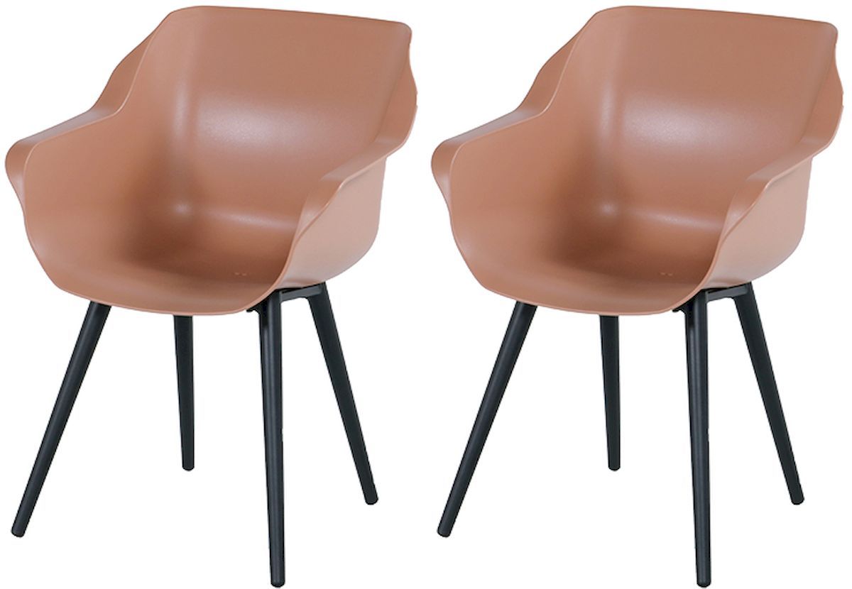 Hartman Sophie Studio tuinstoel - 2 stuks - zwart frame - roze