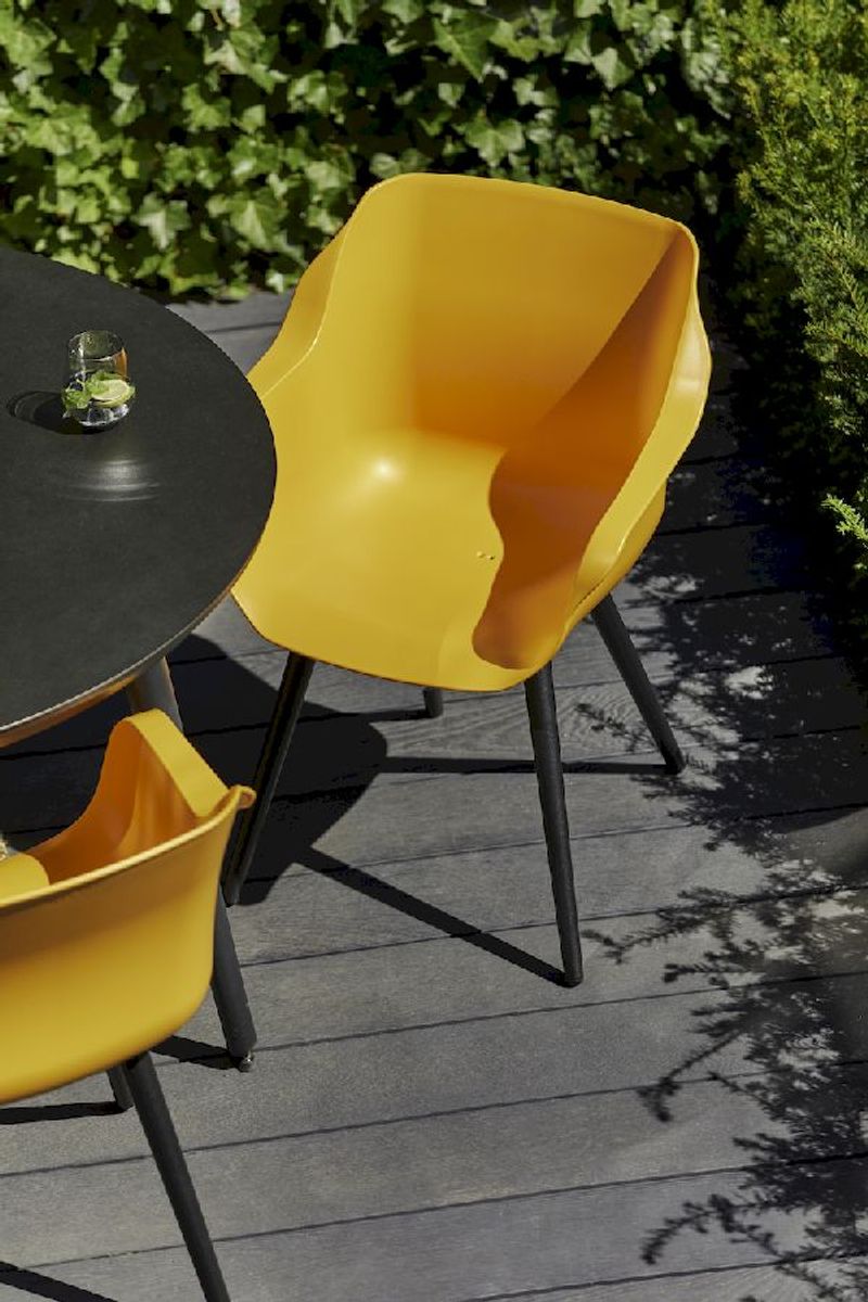 Hartman Sophie Studio tuinstoel - 2 stuks - zwart frame - oranje