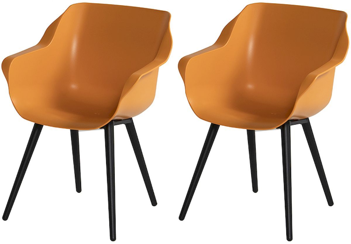 Hartman Sophie Studio tuinstoel - 2 stuks - zwart frame - oranje