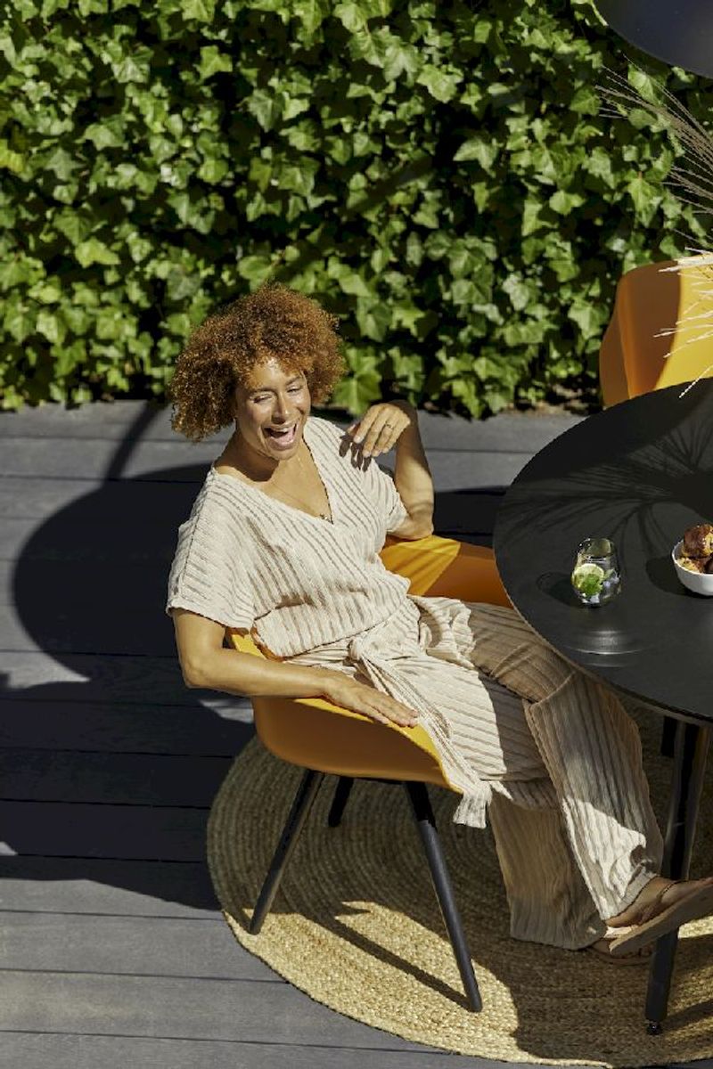 Hartman Sophie Studio tuinstoel - 2 stuks - zwart frame - oranje