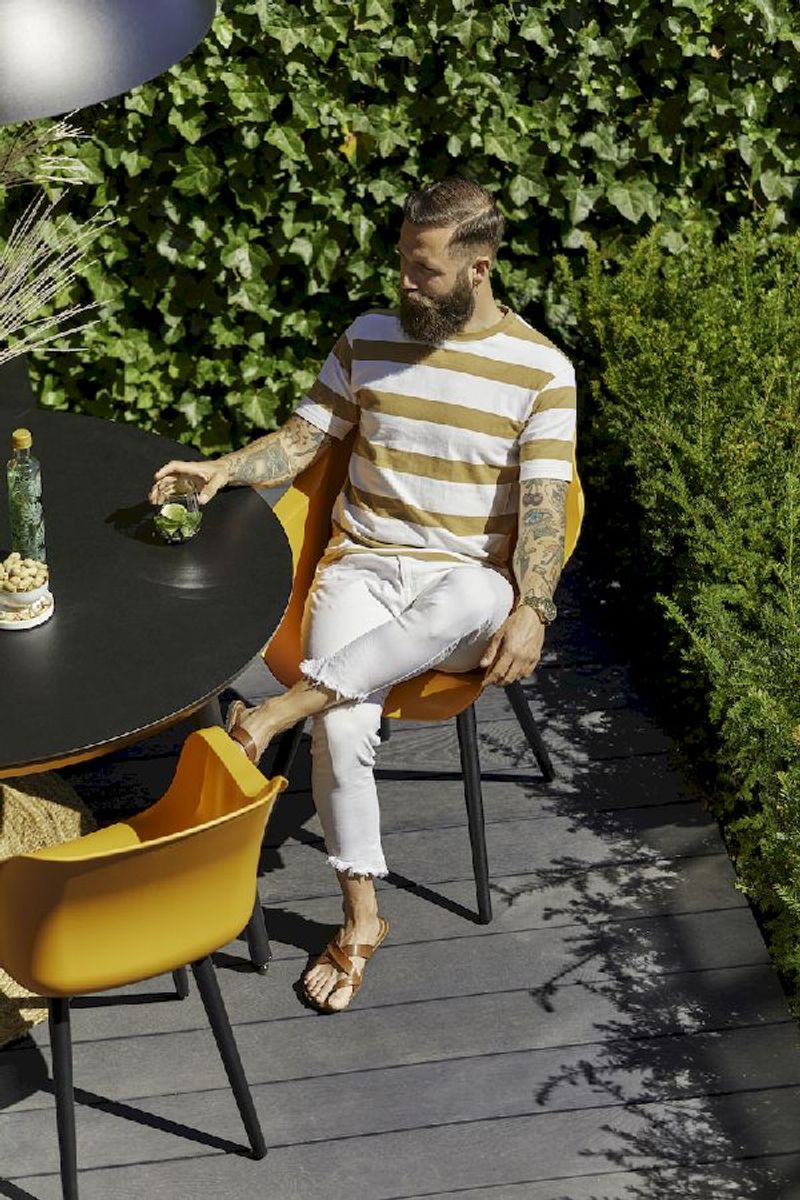 Hartman Sophie Studio tuinstoel - 2 stuks - zwart frame - oranje