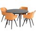 Hartman Sophie Studio tuinstoel - 2 stuks - zwart frame - oranje - set van 4 met ronde tafel