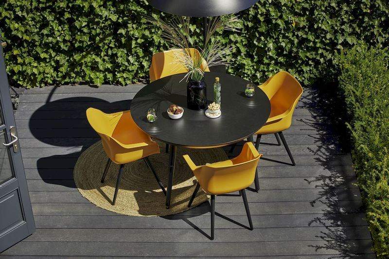 Hartman Sophie Studio tuinstoel - 2 stuks - zwart frame - oranje
