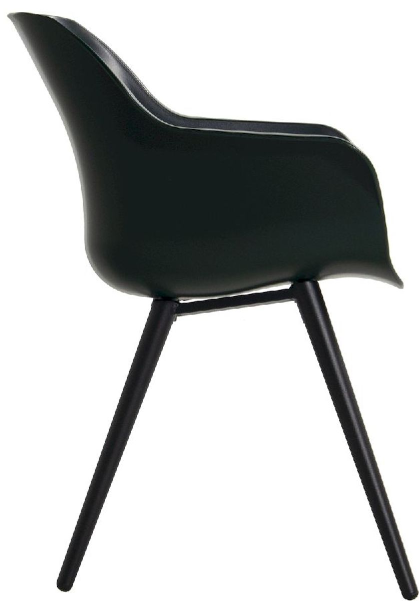 Hartman Sophie Studio tuinstoel - 2 stuks - zwart frame - donkergroen - zijkant