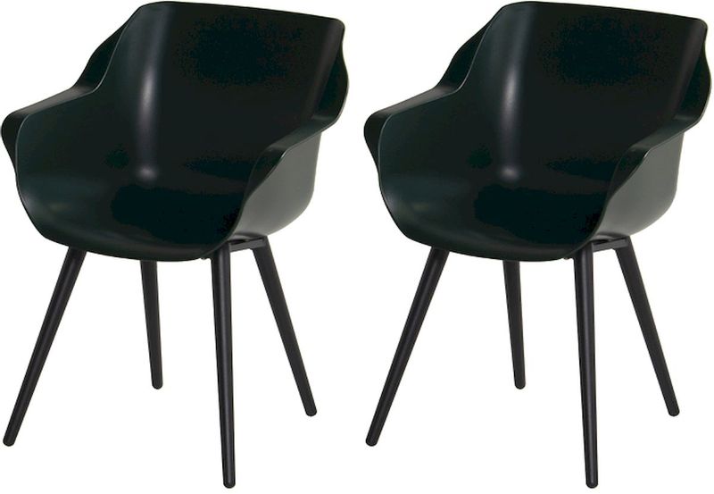 Hartman Sophie Studio tuinstoel - 2 stuks - zwart frame - donkergroen