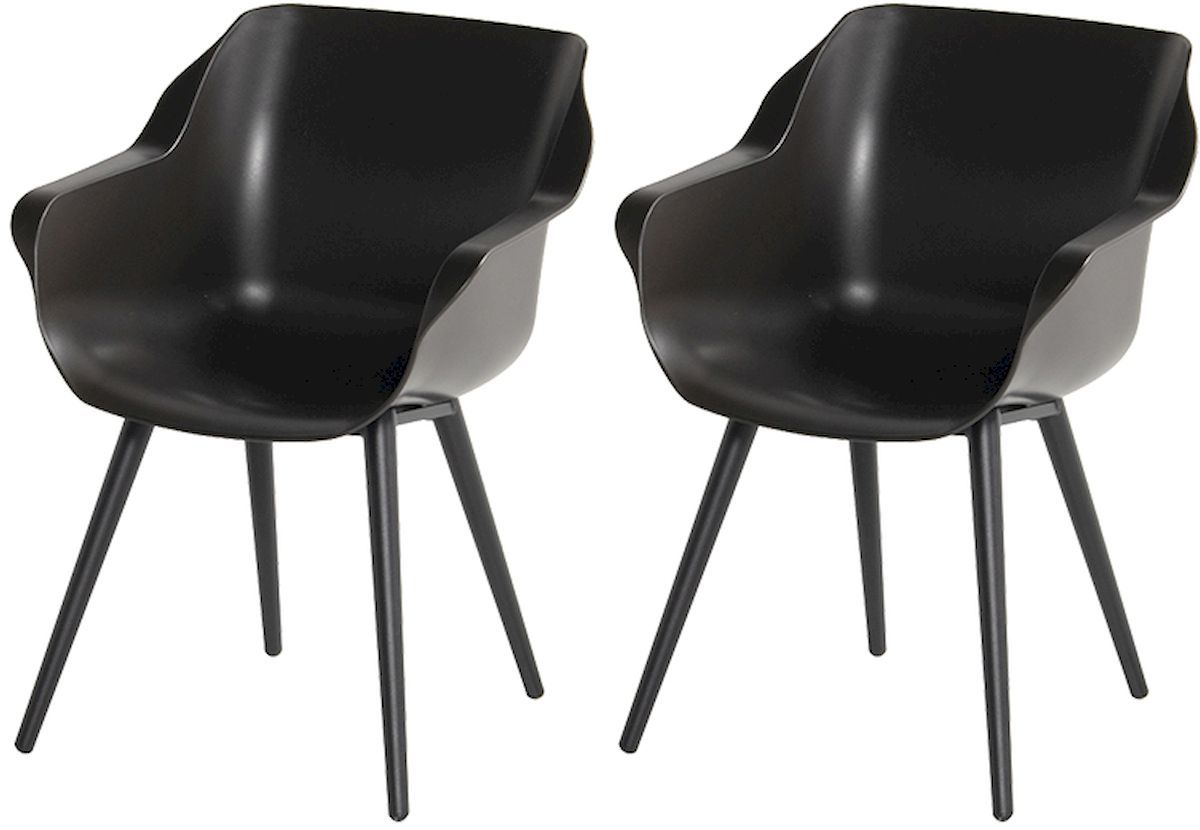 Hartman Sophie Studio tuinstoel - 2 stuks - zwart frame - bruin