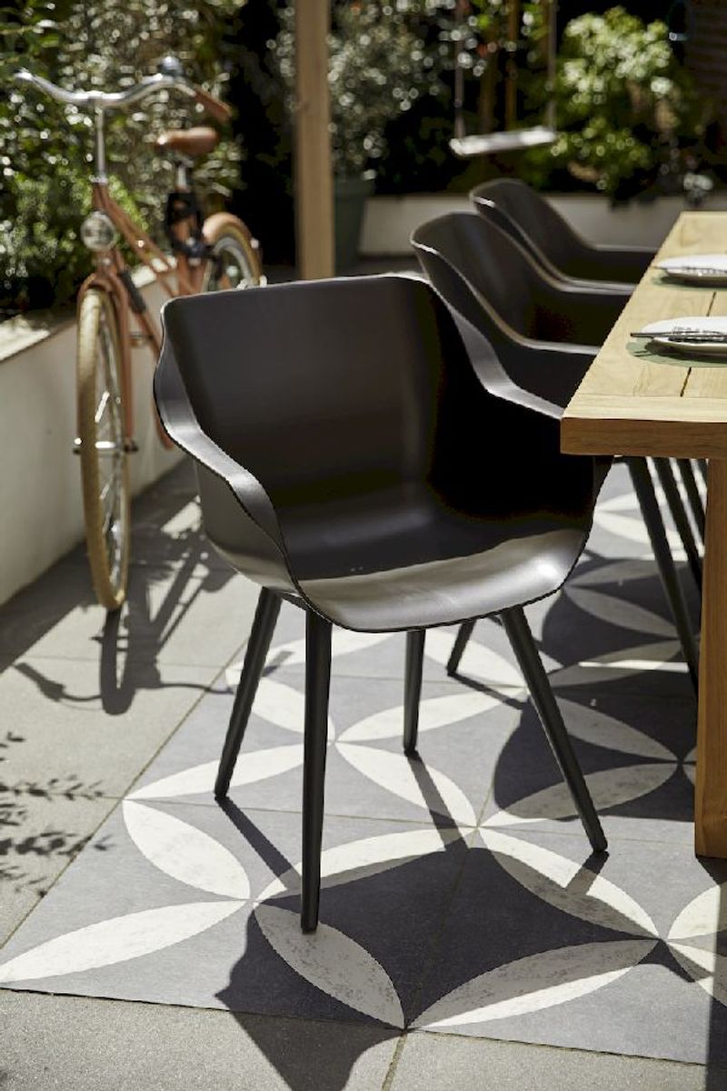 Hartman Sophie Studio tuinstoel - 2 stuks - zwart frame - bruin