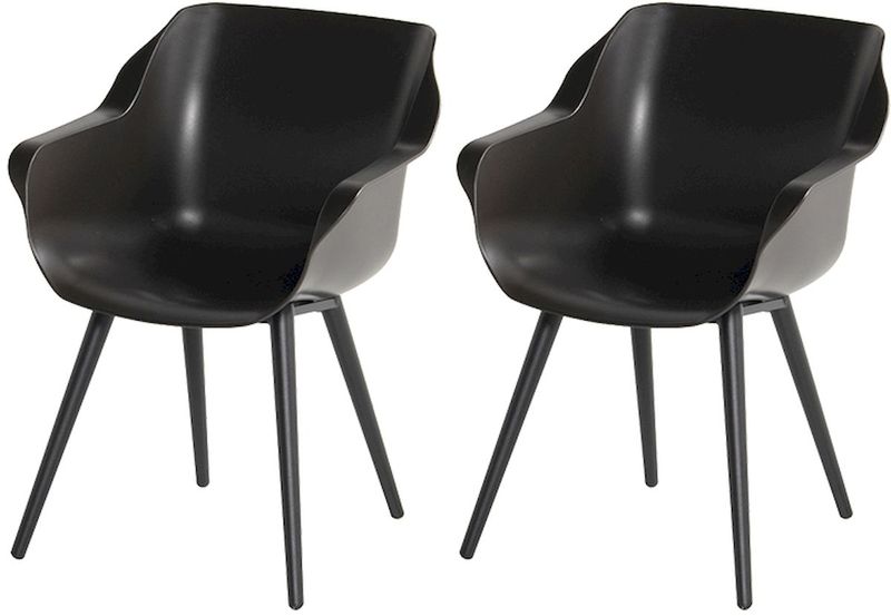 Hartman Sophie Studio tuinstoel - 2 stuks - zwart frame - bruin