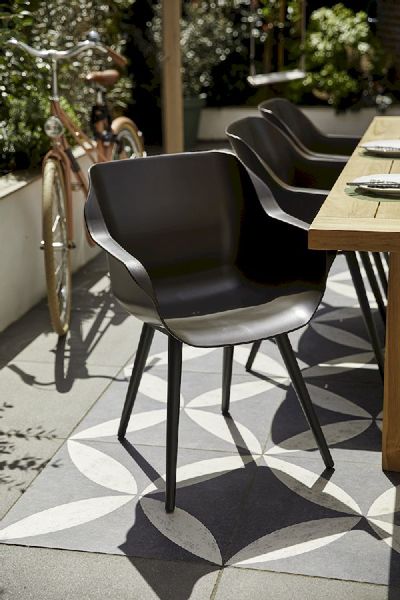 Hartman Sophie Studio tuinstoel - 2 stuks - zwart frame - bruin