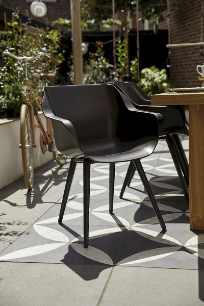 Hartman Sophie Studio tuinstoel - 2 stuks - zwart frame - bruin