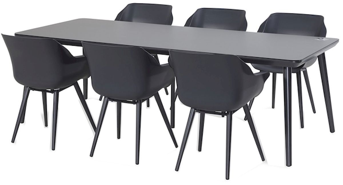 Hartman Sophie Studio tuinstoel - 2 stuks - antraciet frame - antraciet - set van 6 aan tuintafel