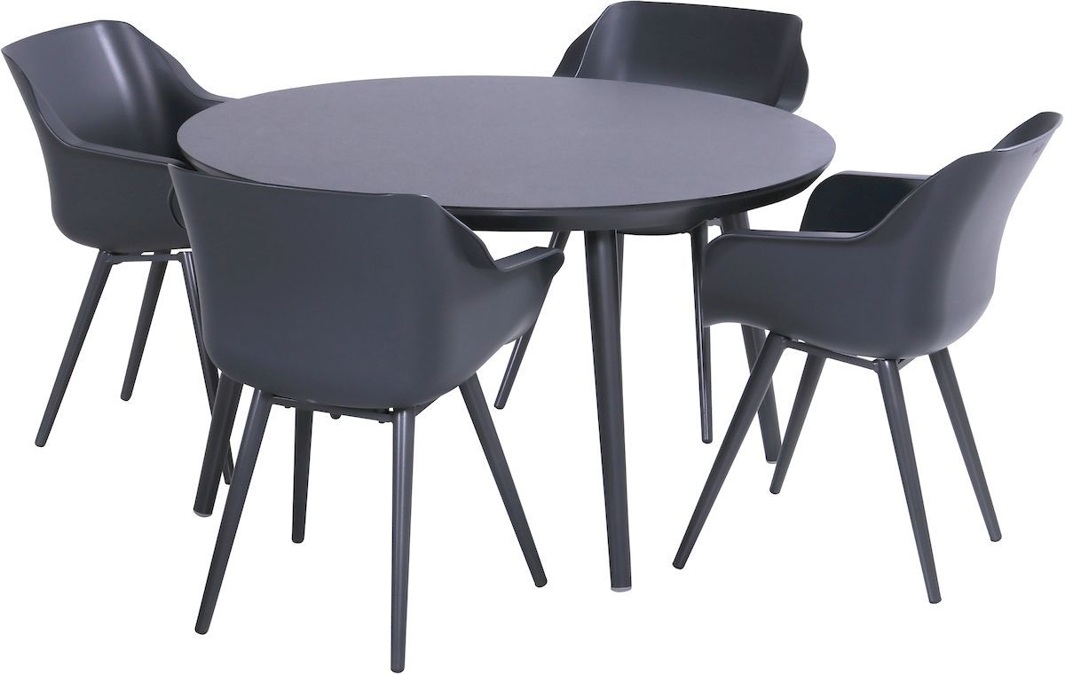 Hartman Sophie Studio tuinstoel - 2 stuks - antraciet frame - antraciet - set van 4 aan ronde tuintafel