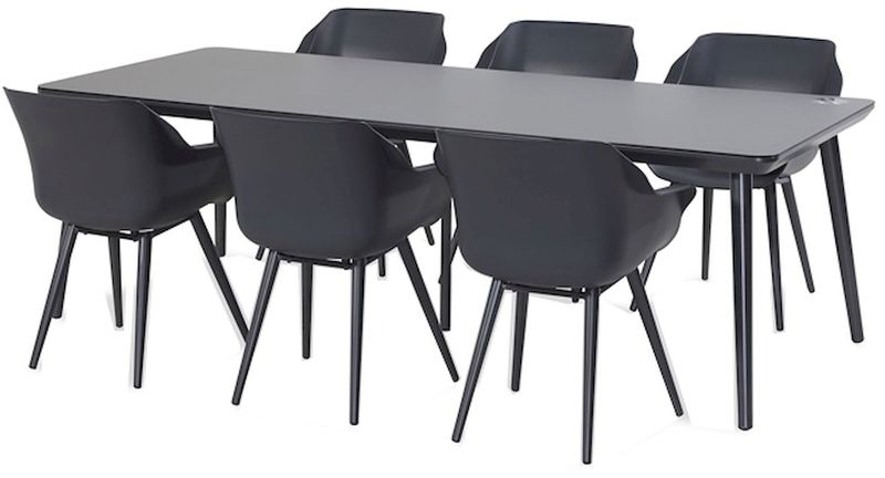 Hartman Sophie Studio tuinstoel - 2 stuks - antraciet frame - antraciet - set van 6 aan tuintafel