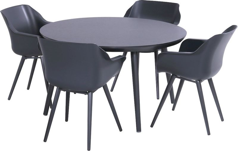 Hartman Sophie Studio tuinstoel - 2 stuks - antraciet frame - antraciet - set van 4 aan ronde tuintafel