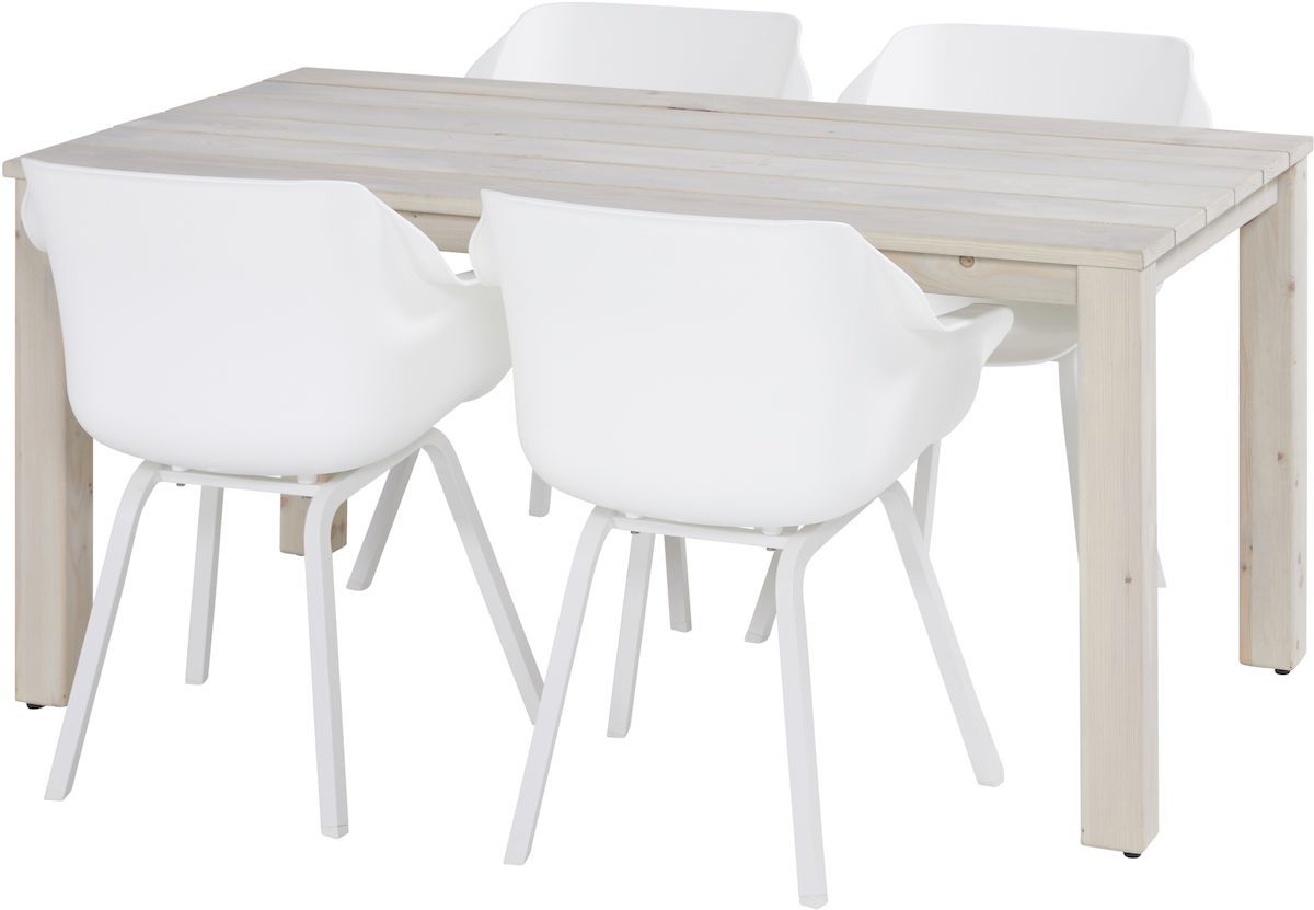 Hartman Sophie Element tuinstoel - 2 stuks - wit frame - wit - set van 4 met tuintafel
