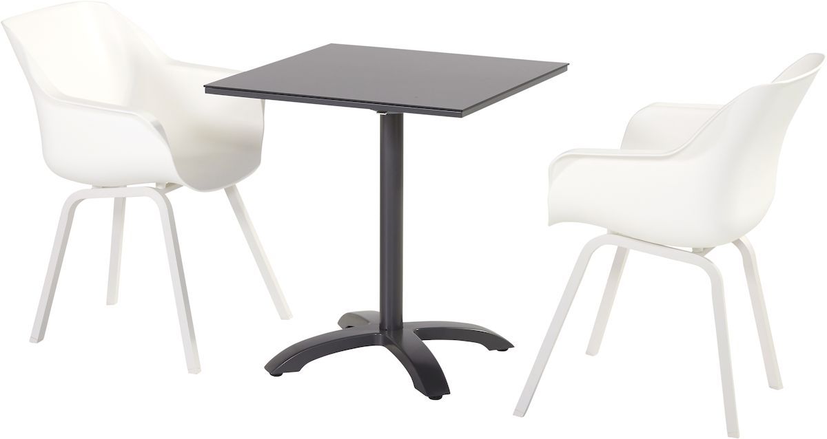 Hartman Sophie Element tuinstoel - 2 stuks - wit frame - wit - set van 2 met tuintafel