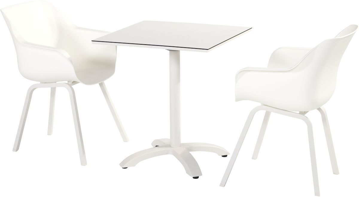 Hartman Sophie Element tuinstoel - 2 stuks - wit frame - wit - set van 2 met witte tuintafel