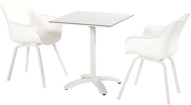Hartman Sophie Element tuinstoel - 2 stuks - wit frame - wit - set van 2 met witte tuintafel